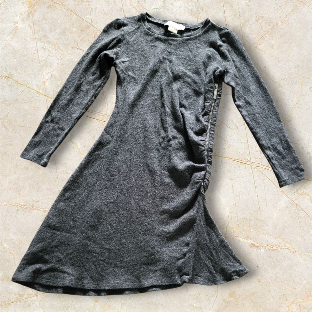 Michael Kors Size 6 Gray Long Sleeve Jersey Wool Blend Midi Dress